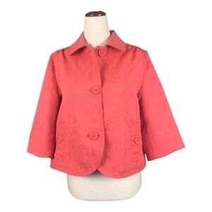 Petite Coral Jacket Blazer Swing Coat Paisley Jacquard Fabric Quarter Sleeve MP